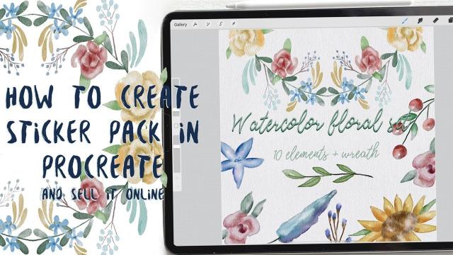 How to create watercolor digital sticker pack in Procreate + free brush (Skillshare)