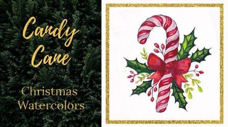 Paint an Easy Christmas Candy Cane with Watercolor [ Line Art Template Included] (Skillshare)