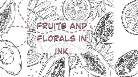 Class about composition- fruits and florals in ink -digital art in Procreate (Skillshare)