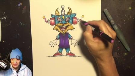 Rendering an original character with Alcohol Markers and Fine Liners (Skillshare)